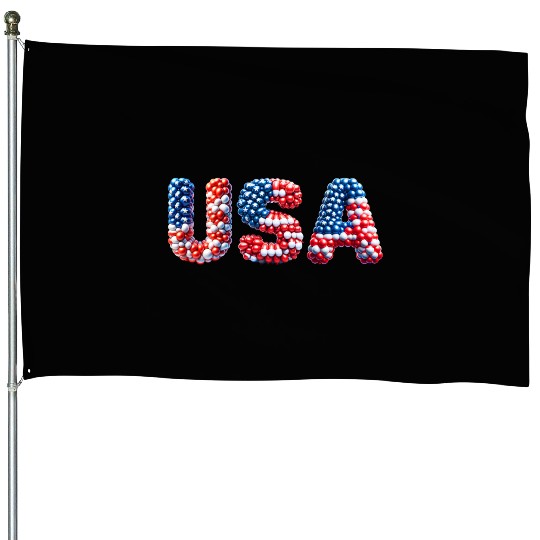 USA lettering in national colors  Balloon design House Flags