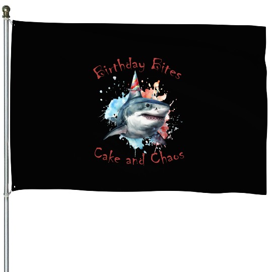 Birthday Party Shark: Whimsical and Fun House Flags