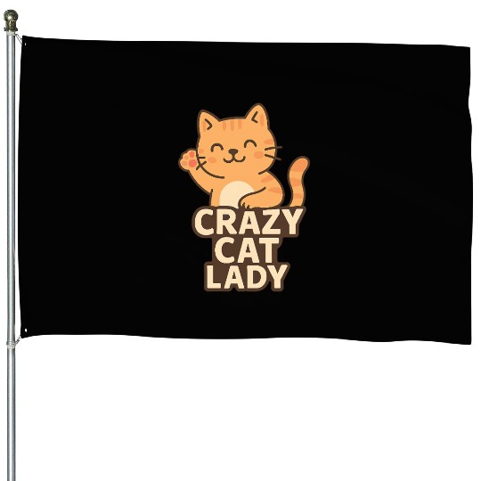 Crazy Cat Lady – Cute Cat Lover Design House Flags