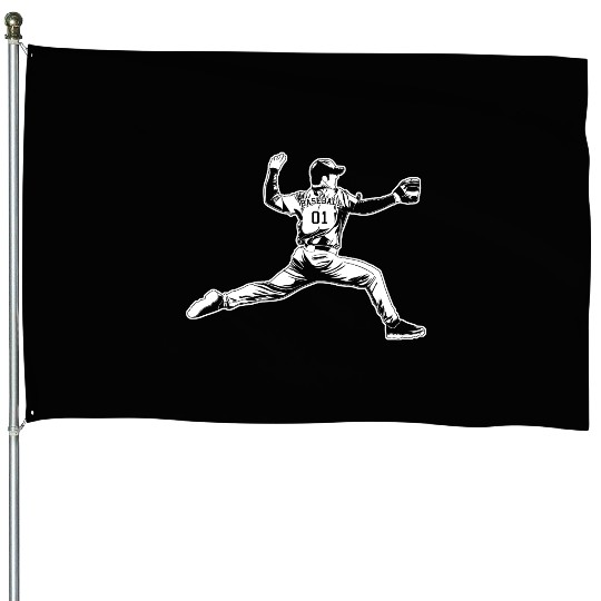 Baseball Pitcher House Flags