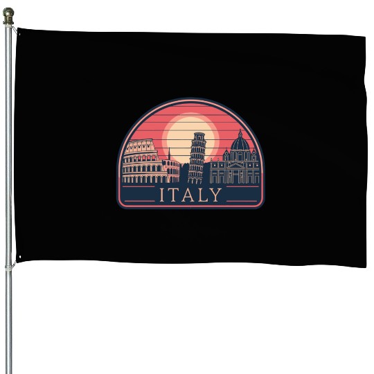 Iconic Italy Landmarks at Sunset House Flags