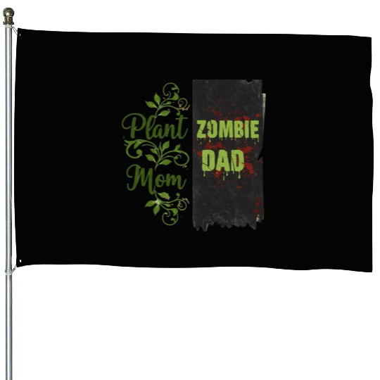 Plant Mom Zombie Dad Couple Design House Flags
