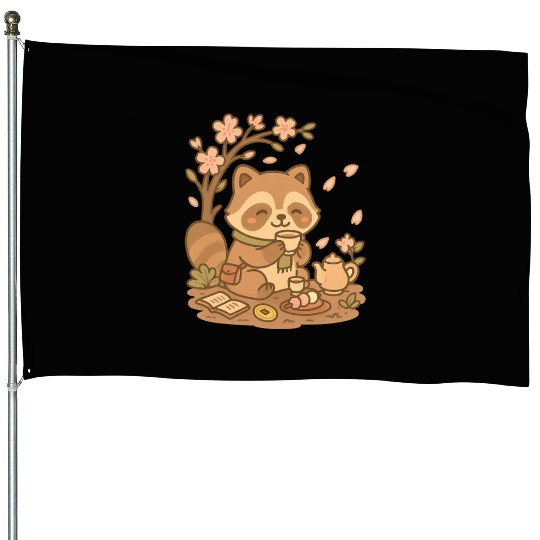 Tanuki Tea Time House Flags