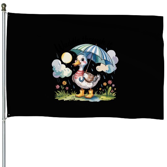 Rainy Day Duck Design House Flags