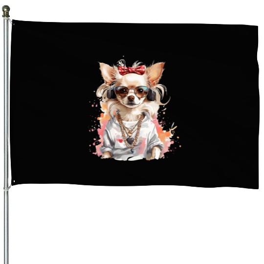 Bling Chihuahua House Flags