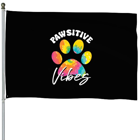 Tie Dye Dog Mom For Dog Paw Lover Gifts Paw Print House Flags