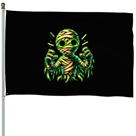 Neon Mummy Glow – Cursed Undead Wrap House Flags