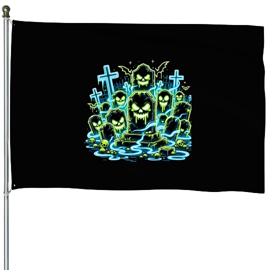 Neon Tomb Uprising – Glowing Graveyard Ghouls House Flags