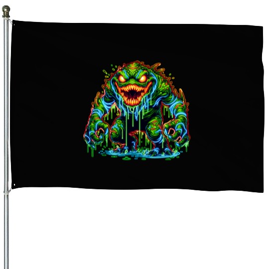 Neon Swamp Beast – Toxic Terror House Flags