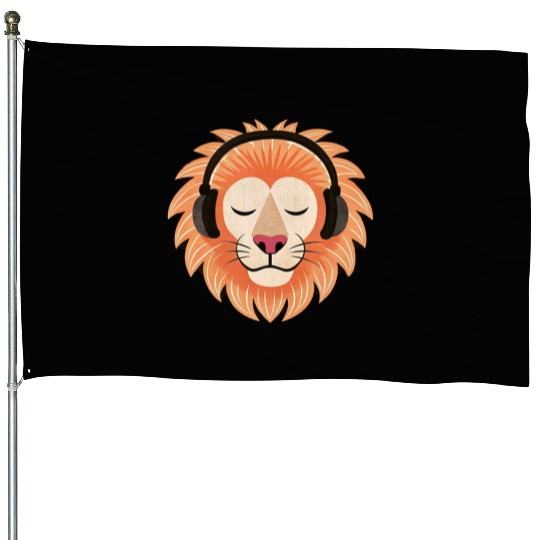 Bass the Vinyl Lion House Flags