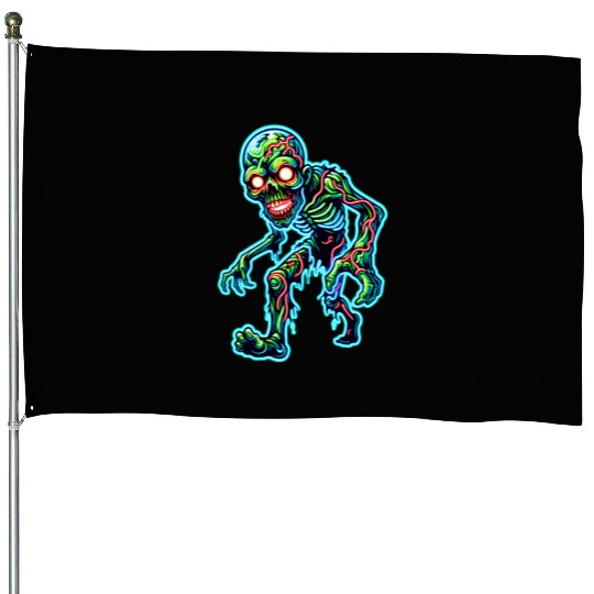 Glowing Zombie Crawler – Toxic Neon Horror House Flags