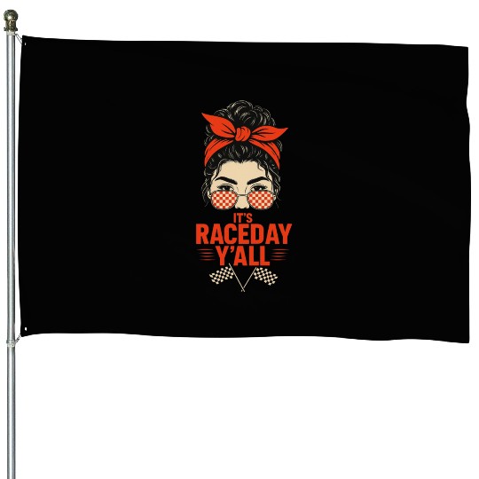 Retro Race Day Vibes for Women with Sunglasses House Flags