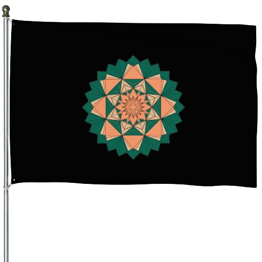 Abstract Starburst Mandala House Flags