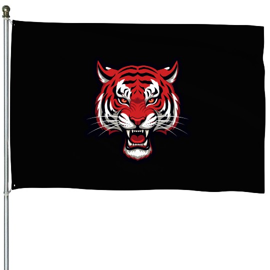 Savage Red Tiger Head – Fierce Wild Beast House Flags