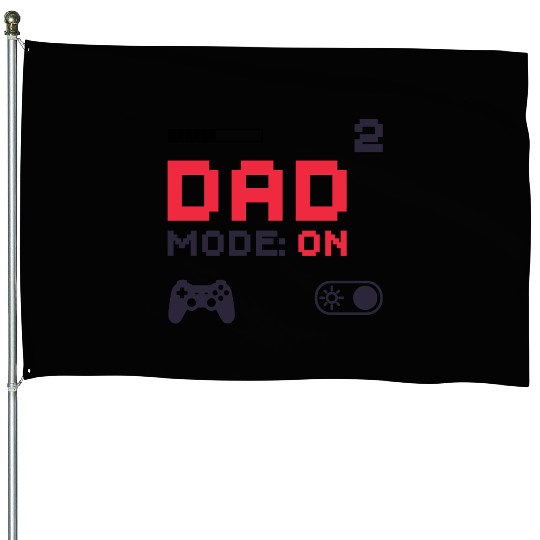 Dad Mode On Retro Gamer Dad Pixel Art Design House Flags