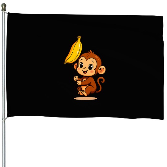 Little Monkey with an Inflatable Banana House Flags