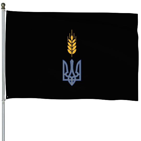 Ukraine Trident Wheat Symbol Ukrainian Heritage House Flags