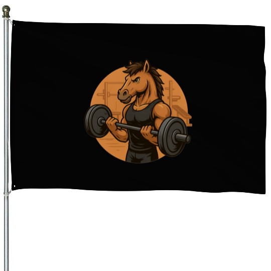 Horsepower Gains – Muscular Gym Horsa Design House Flags