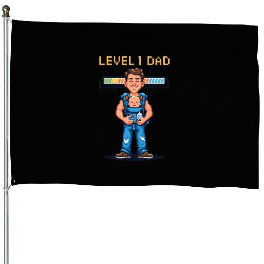Funny Retro Gamer Dad Pixel Art Father's Day Gift House Flags