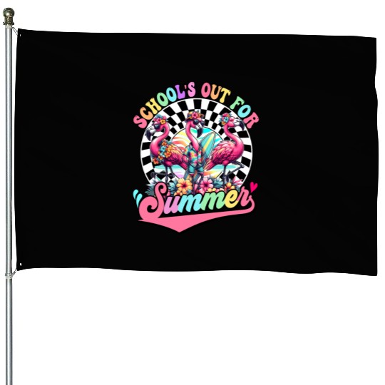 Schools Out For Summer Flamingo Teaches Students House Flags