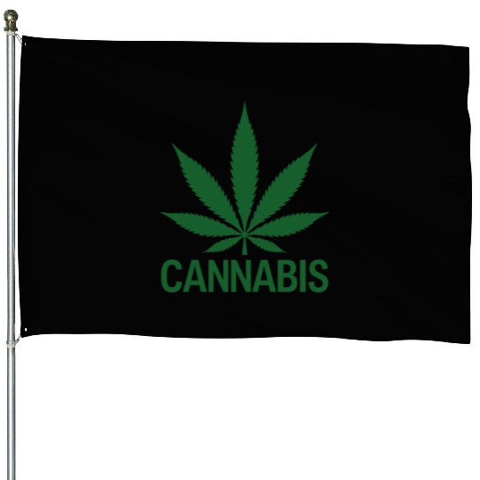Cannabis Hemp Leaf Statement Green Look House Flags