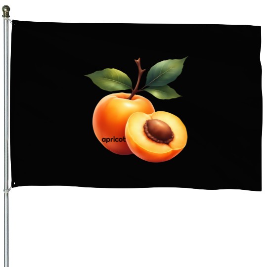 Apricot branch with green leaves House Flags