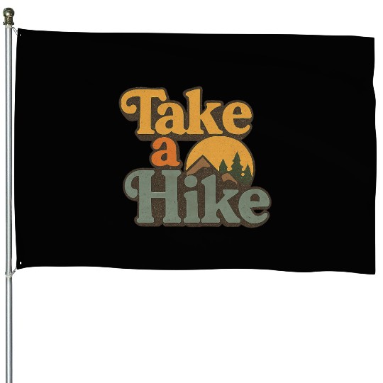 Take A Hike Retro Mountain House Flags