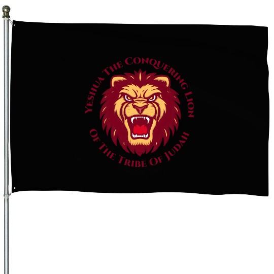 Yeshua Hamashiach the Conquering Lion of Judah Lon House Flags