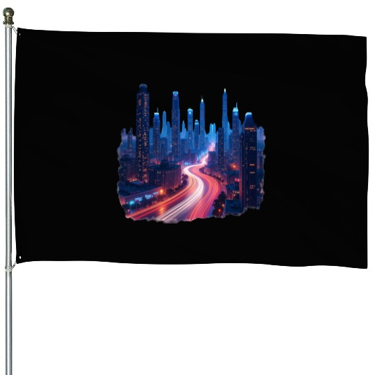 Urban Pulse Cairo – Modern City Lights House Flags