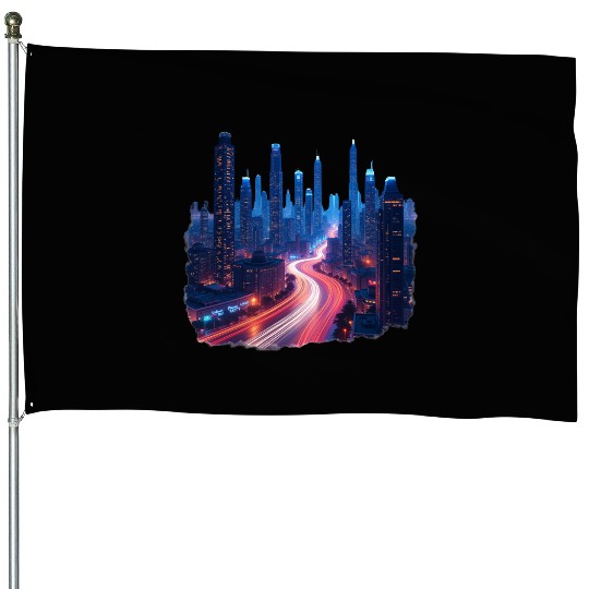 Urban Pulse Cairo – Modern City Lights House Flags