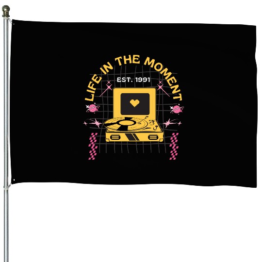 Live In The Moment House Flags