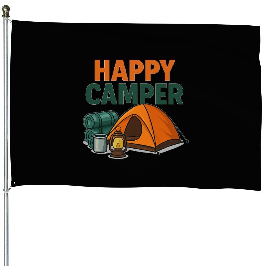 Happy Camper – Cozy Camping Vibes House Flags