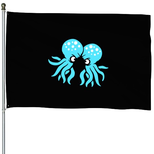 2 Octopus friends Two fighting enemies Rivals Team House Flags
