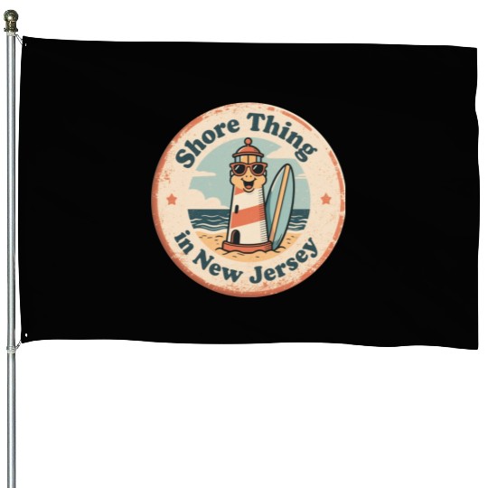 Beach Vibes_ New Jersey Shore Lighthouse Vintage House Flags