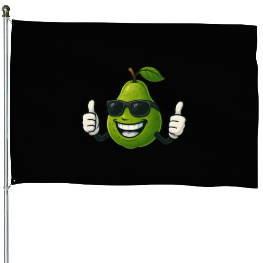 Cute cartoon pear guava fruit summer joy House Flags