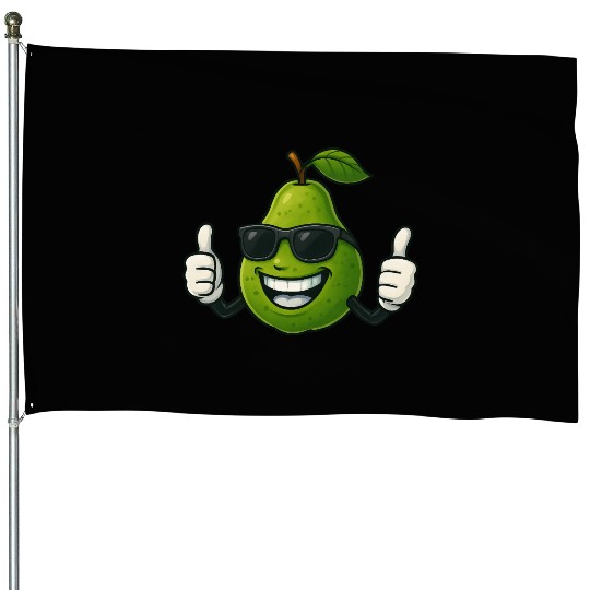 Cute cartoon pear guava fruit summer joy House Flags