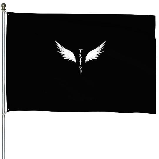 White Angel Wings Symbol with Futuristic Tribal House Flags