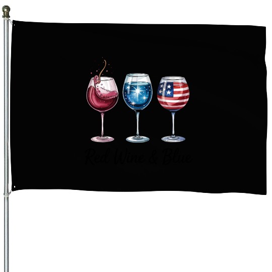 4th of July Red Wine Blue House Flags