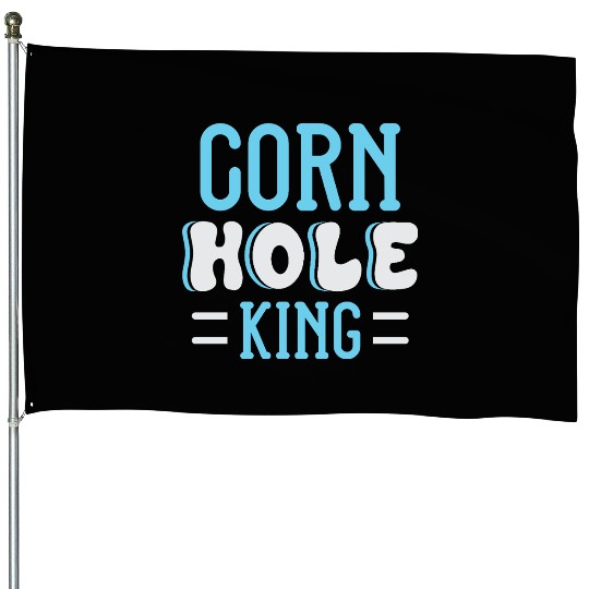Cornhole King Distressed Badge House Flags