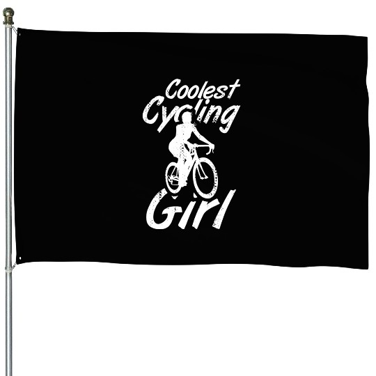 Cycling Girl House Flags