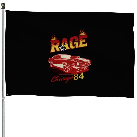 Vintage Rage Chicago 84 Muscle Car Art House Flags