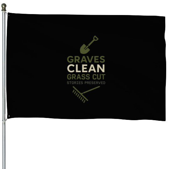 Cemetery Worker Groundskeeper Graveyard Memorial House Flags