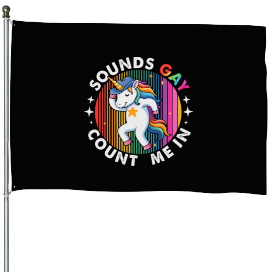 Dancing Unicorn Cowboy Hat House Flags