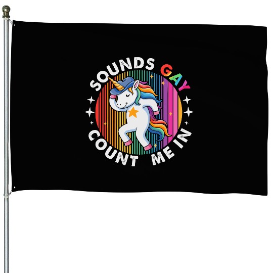 Dancing Unicorn Cowboy Hat House Flags
