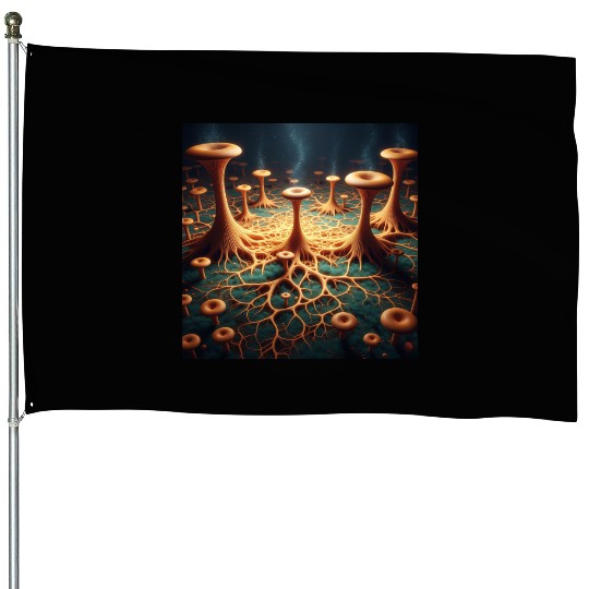 Fungi Forest Dream House Flags
