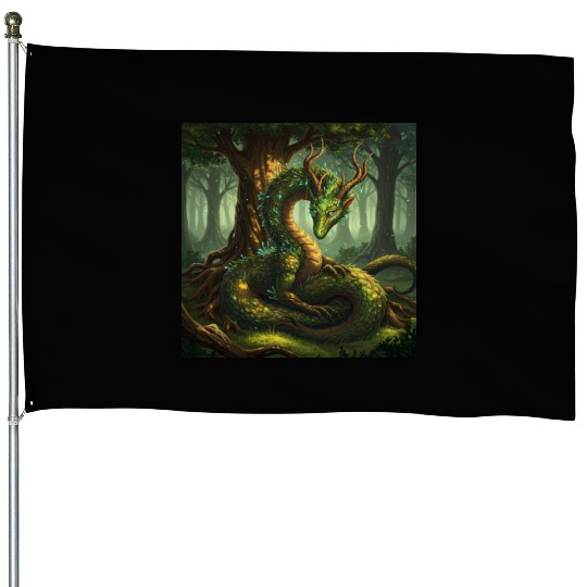 Enchanted Forest Serpent Design House Flags