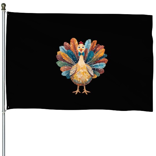 Coquette Thanksgiving Turkey House Flags