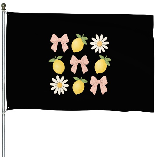 Lemon Bow Summer Vacation House Flags