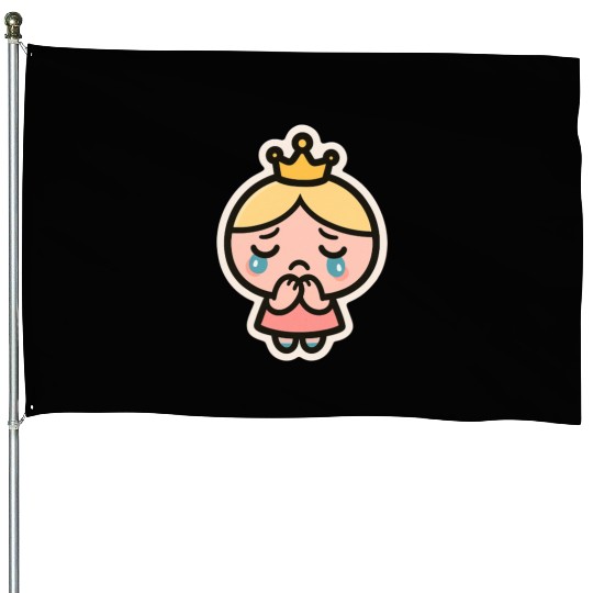 Crying Bubi – Cute Sad Girl Blob Sticker House Flags