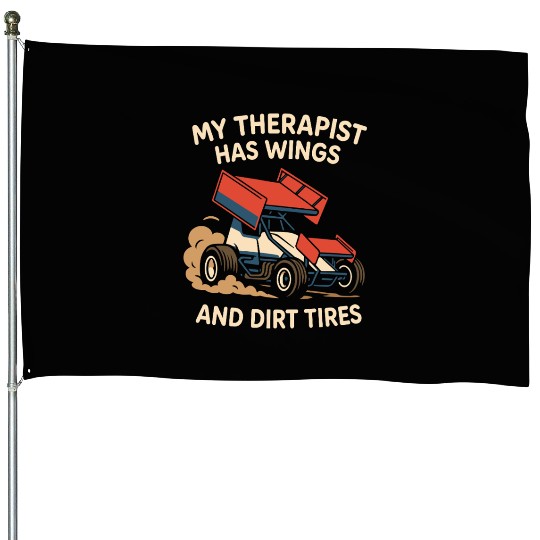 Sprint Car Racing Dirt Track Speed Oval Race House Flags
